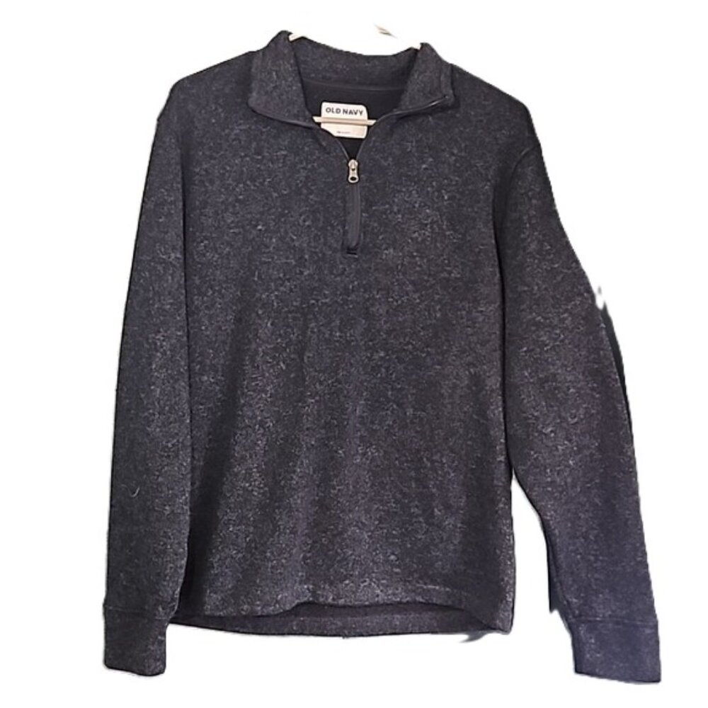 Old Navy Men's Dark Blue Heather Quarter Zip Fleece Pullover - Size Medium